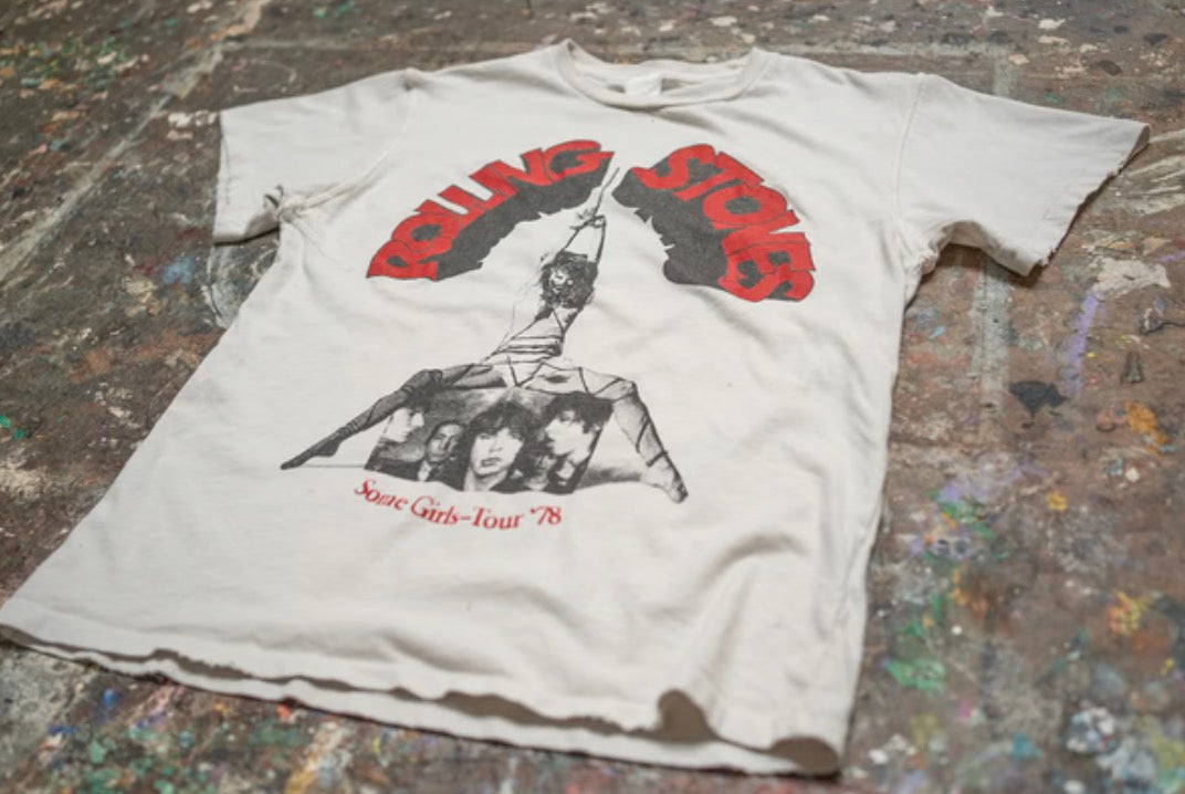 Madeworn Rolling Stones Crew Tee in Vintage White