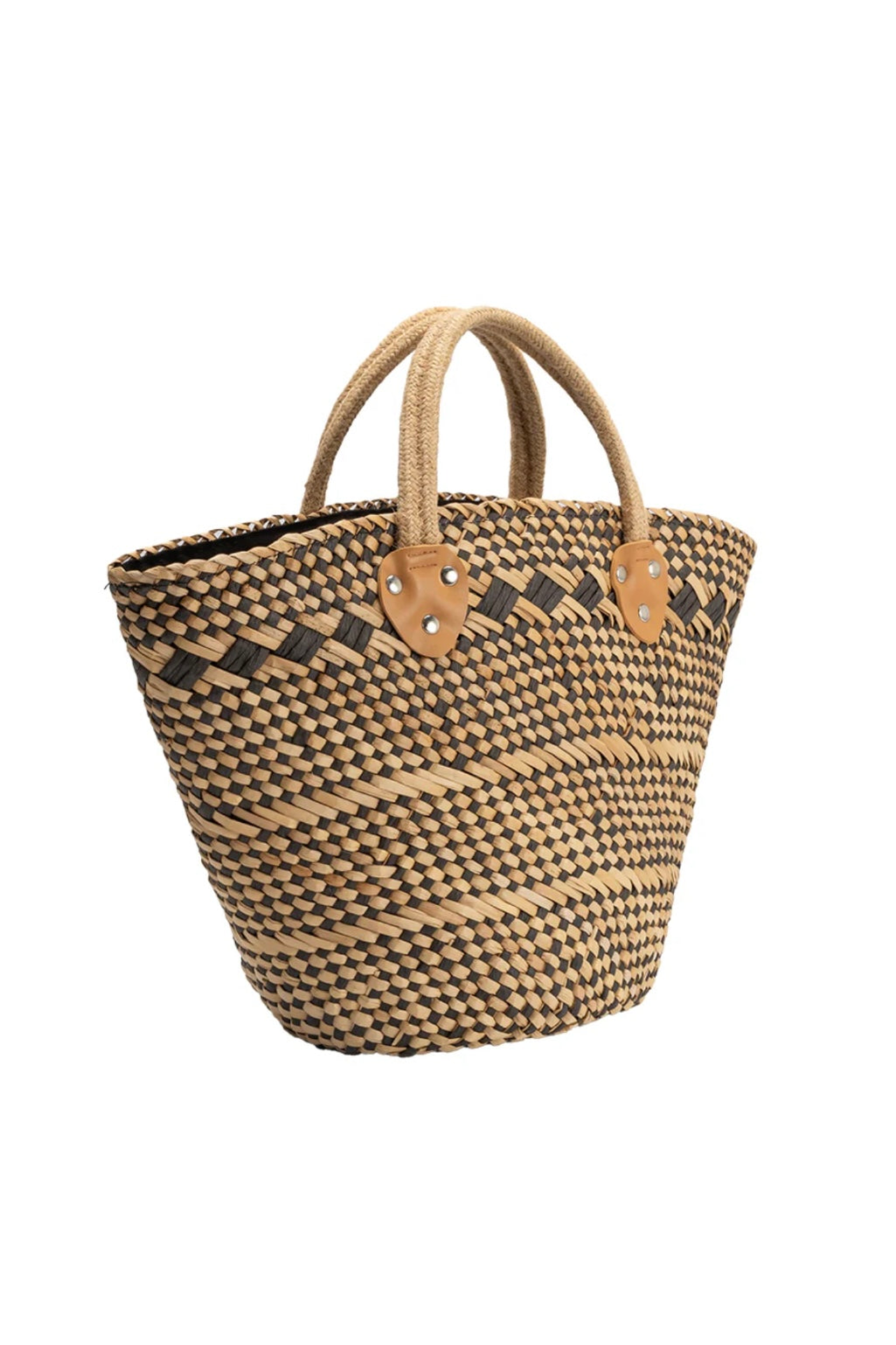 Melie Bianco Martha Black Straw Tote Bag