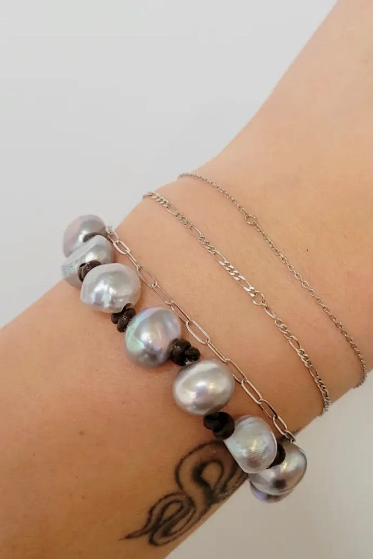 CLP Jewelry - Silver Pearl Knotted Bracelet
