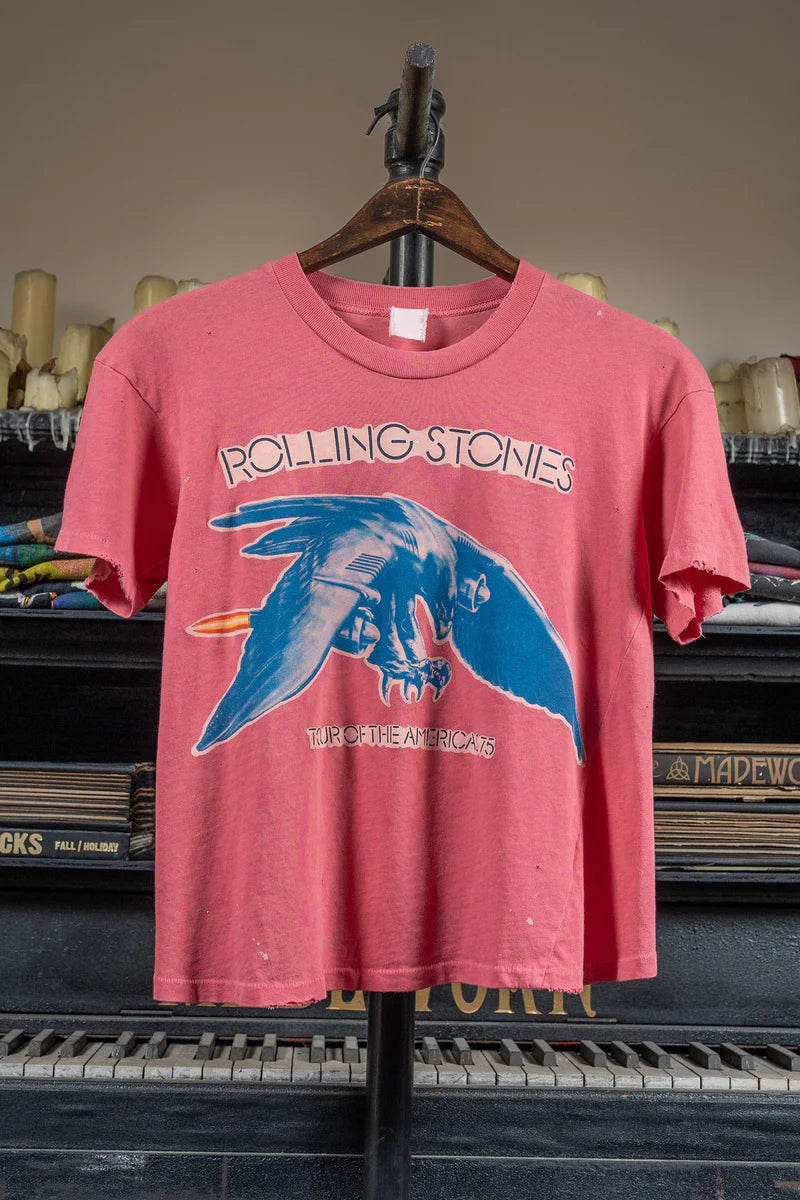 MadeWorn The Rolling Stones Crop Tee - Rose