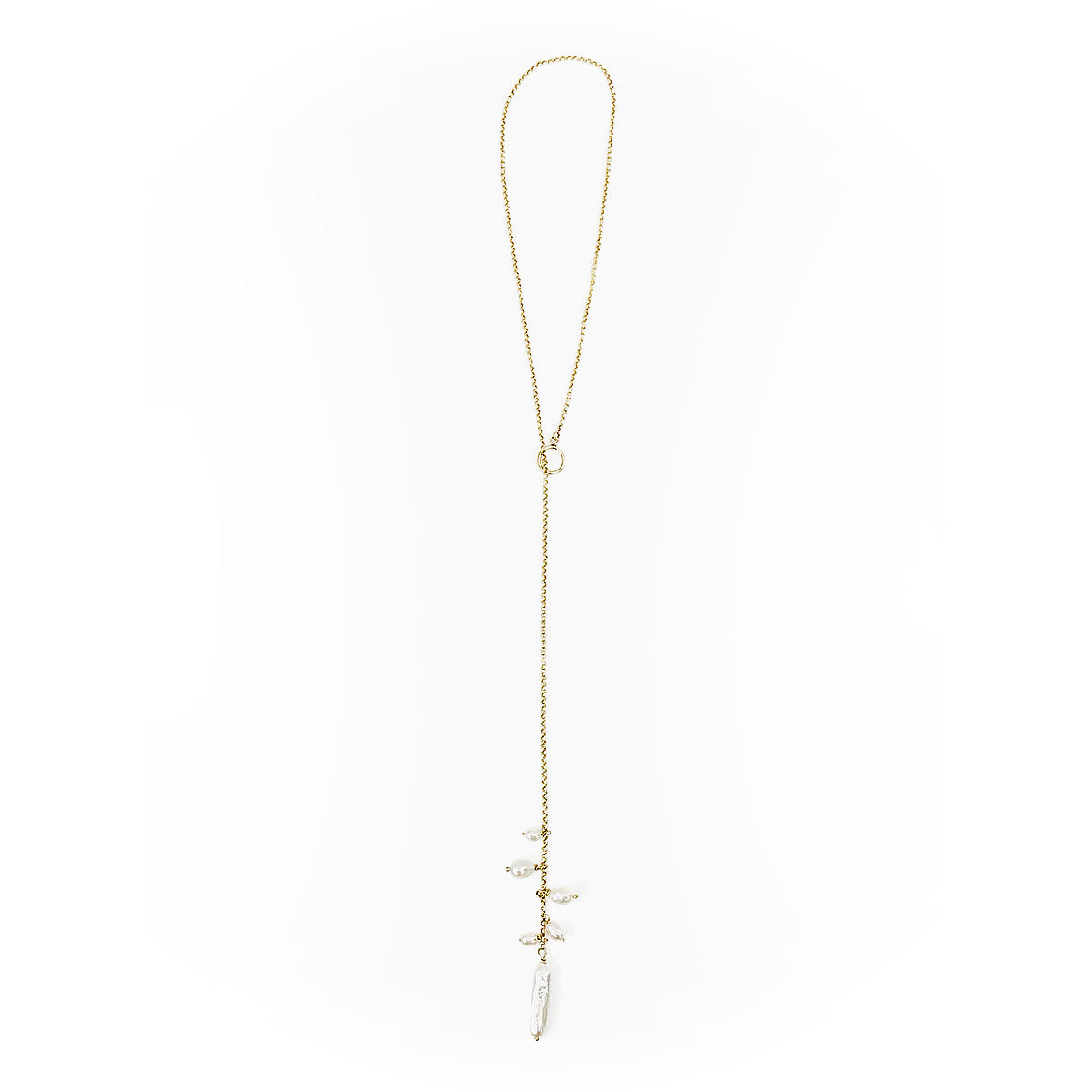 Pearl Cluster Lariat Necklace