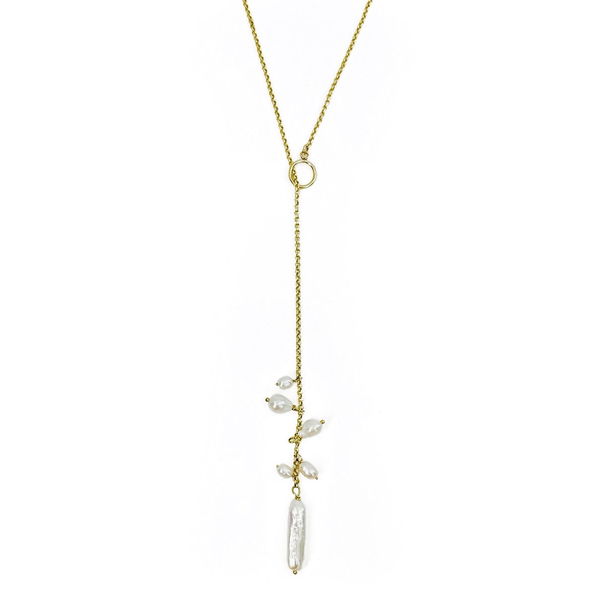 Pearl Cluster Lariat Necklace
