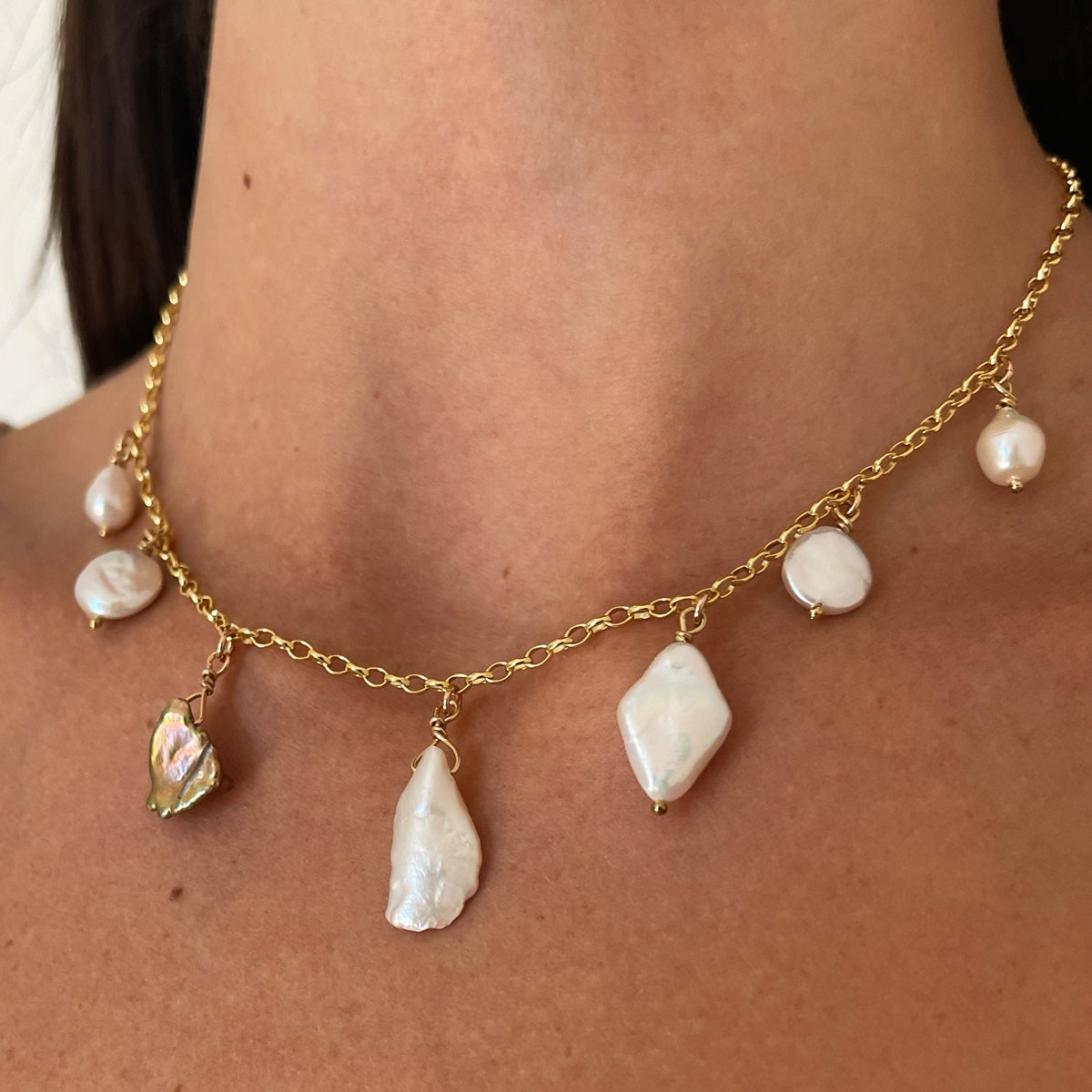 Mixed Pearl 7 Drop Necklace