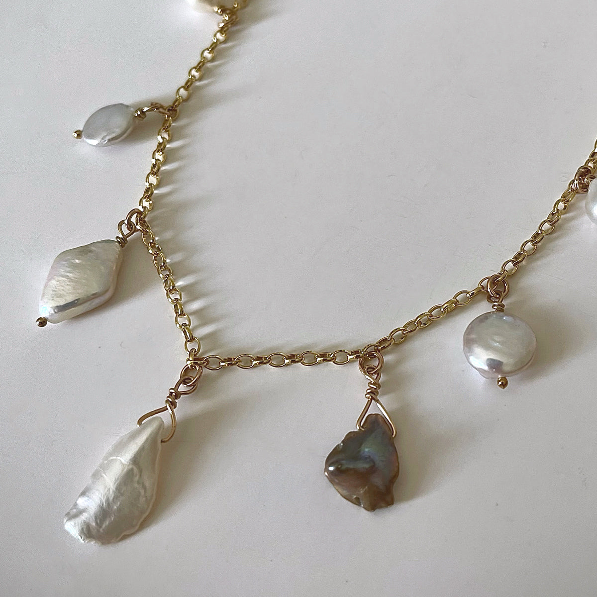 Mixed Pearl 7 Drop Necklace