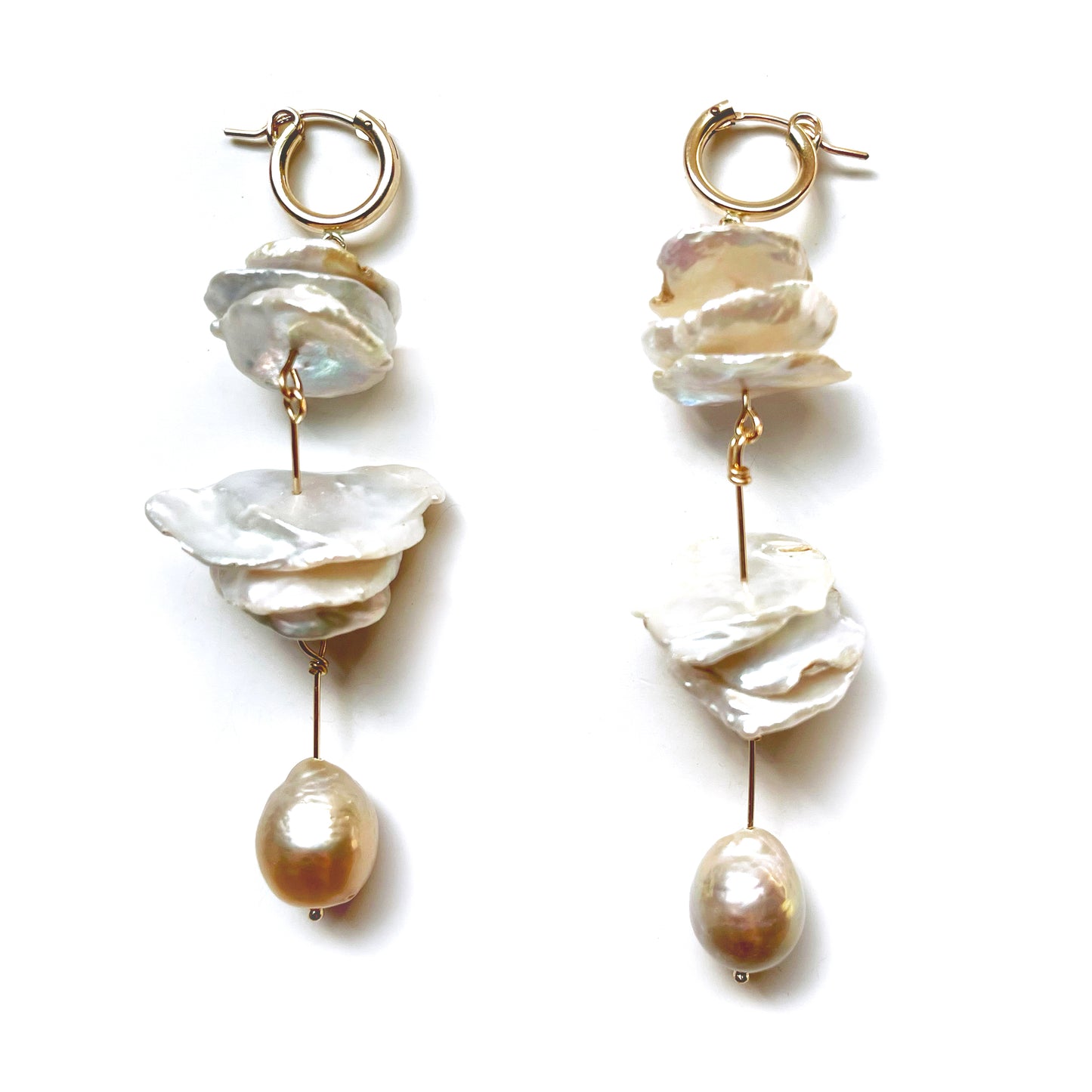 Mixed Shells with Pearl Hoop Earrings