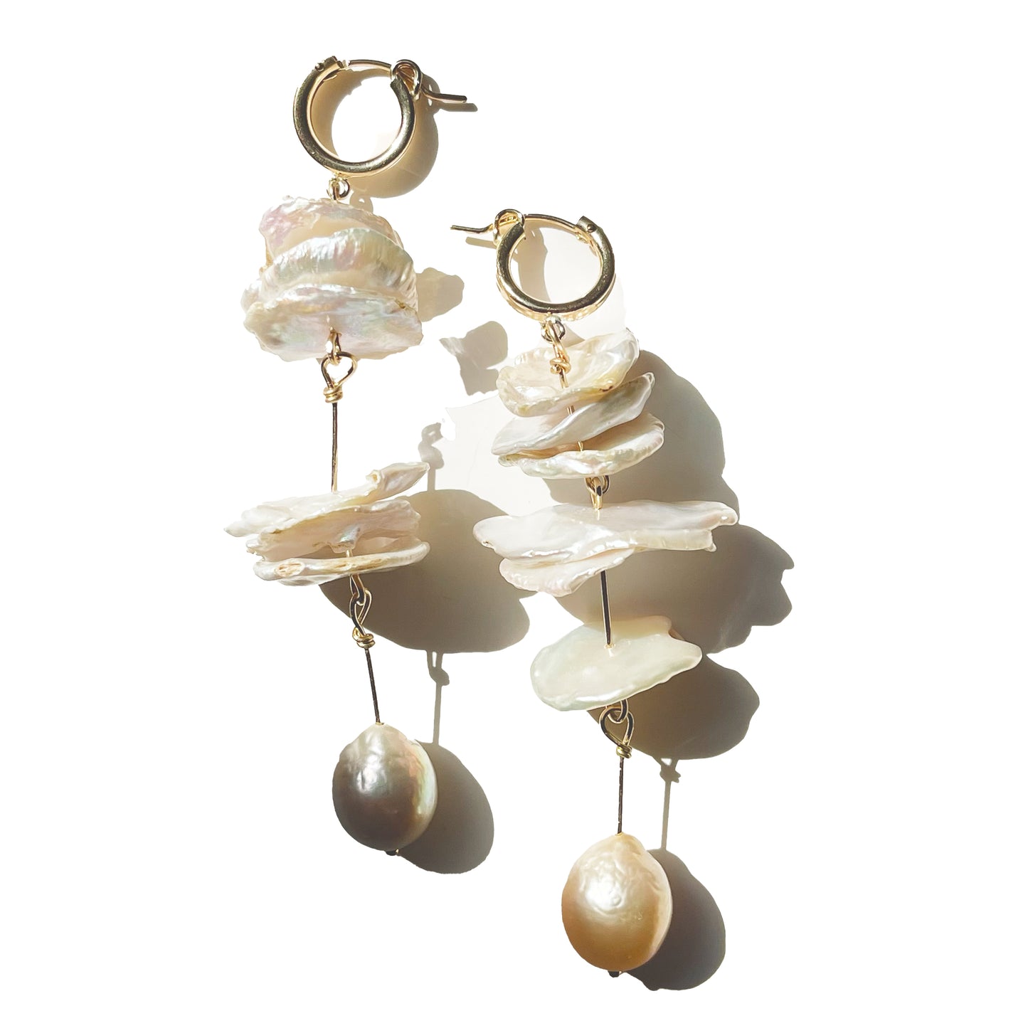 Mixed Shells with Pearl Hoop Earrings