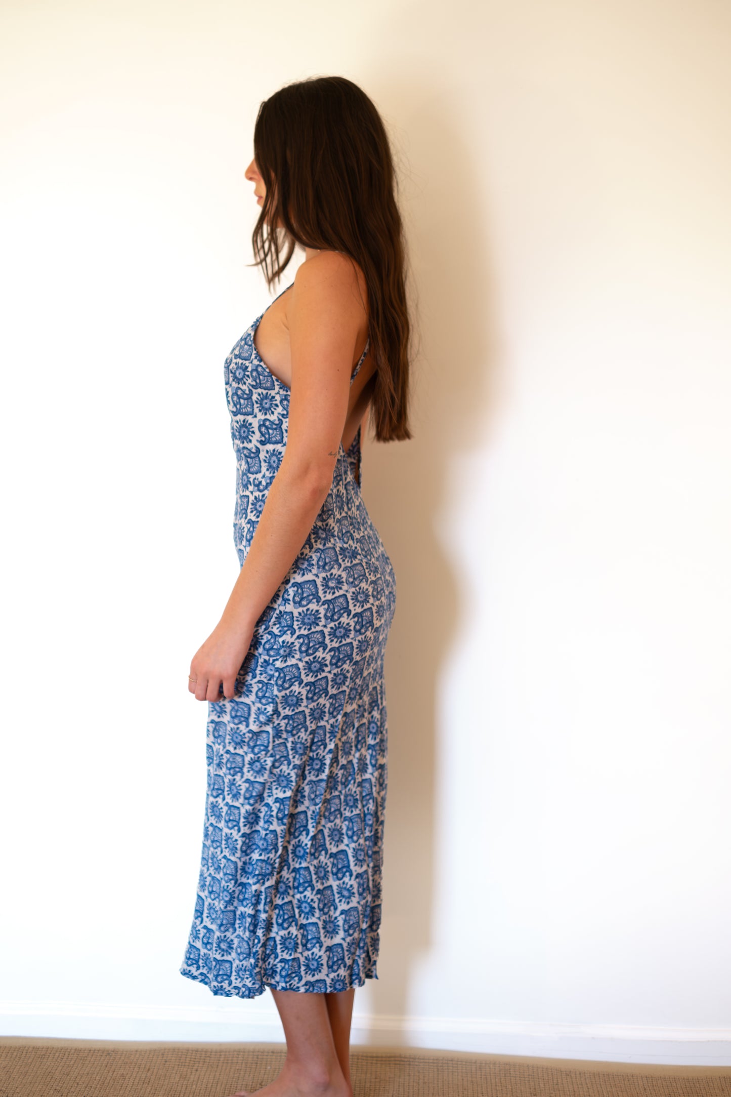 Natalie Martin Eve Slip Dress - Fleur-De-Lis Blue