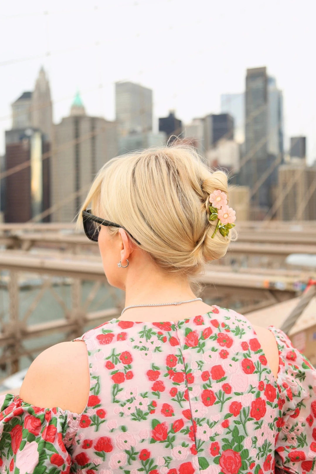 Solar Eclipse | Hand-Painted Wild Roses Claw Hair Clip