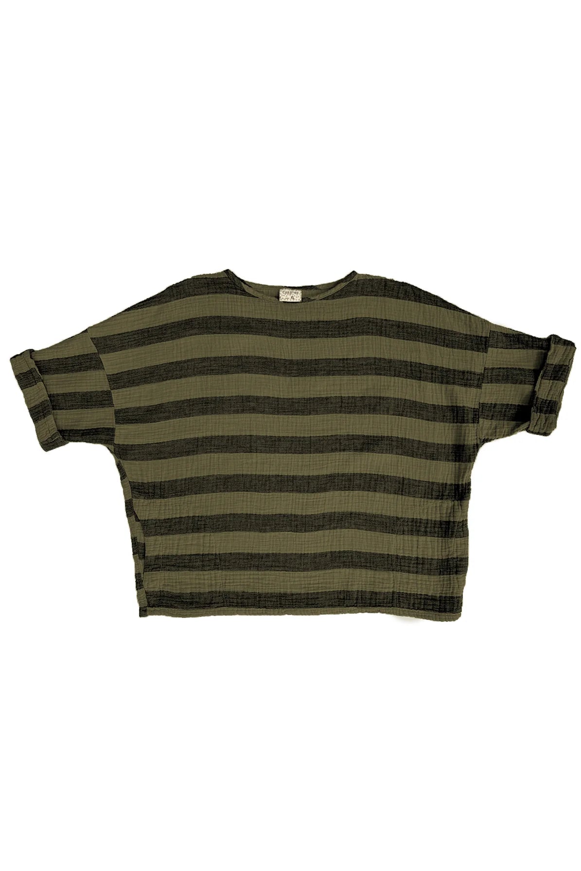 Curator Izzy Top in Mud + Black Stripe