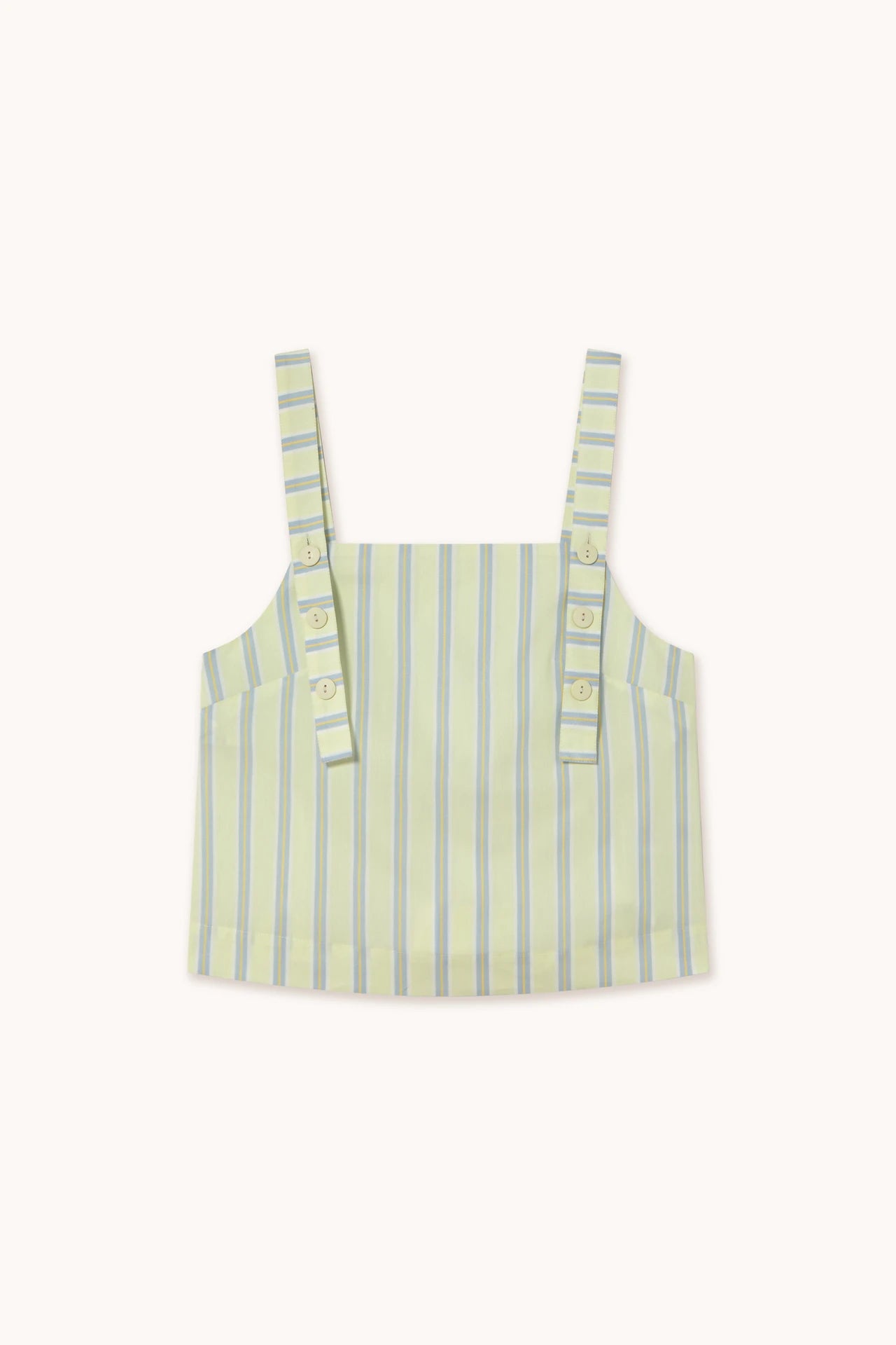 The Tiny Big Sister Stripes Buttons Straps Top - Pastel Yellow