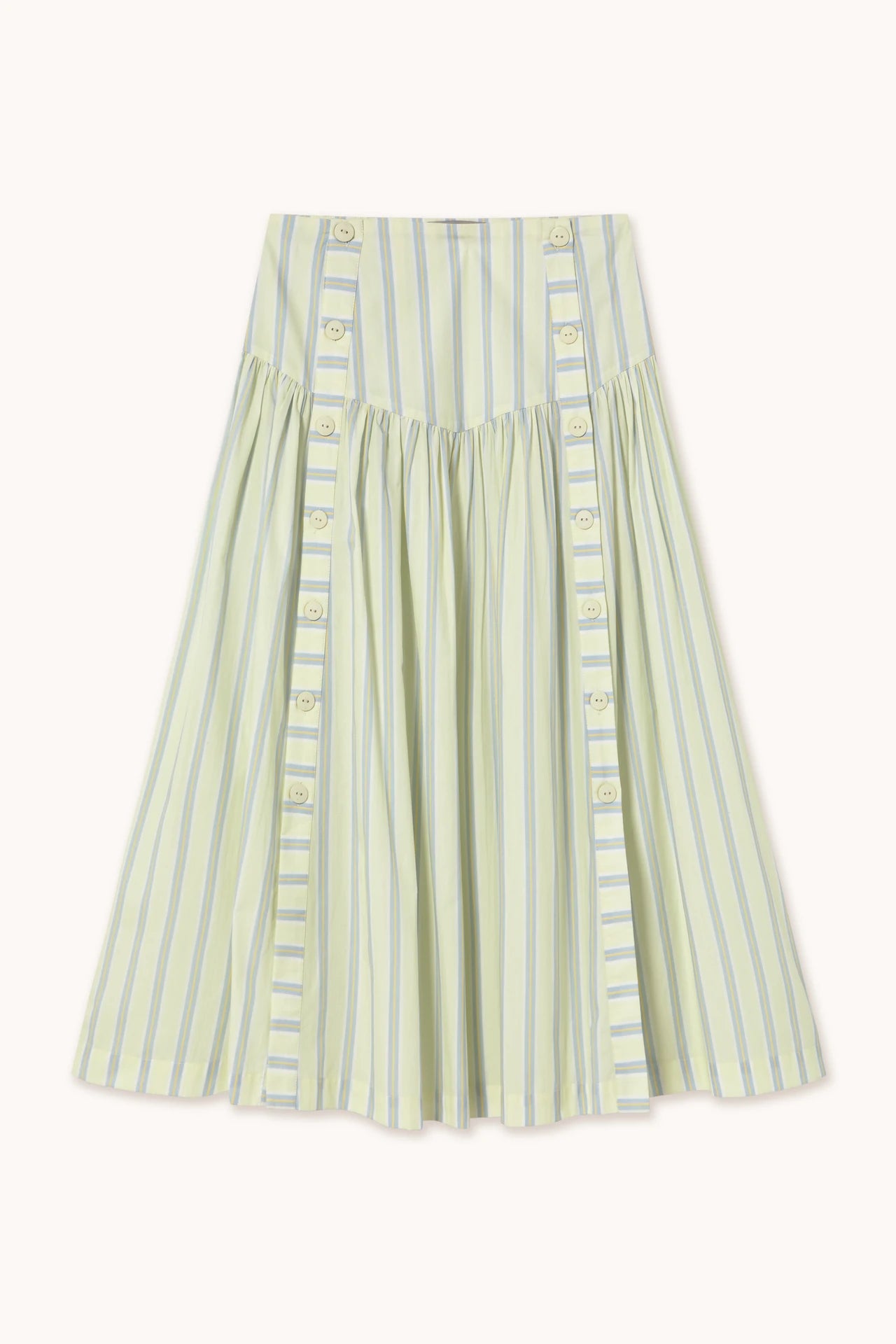 The Tiny Big Sister Stripes Buttoned Skirt - Pastel Yellow