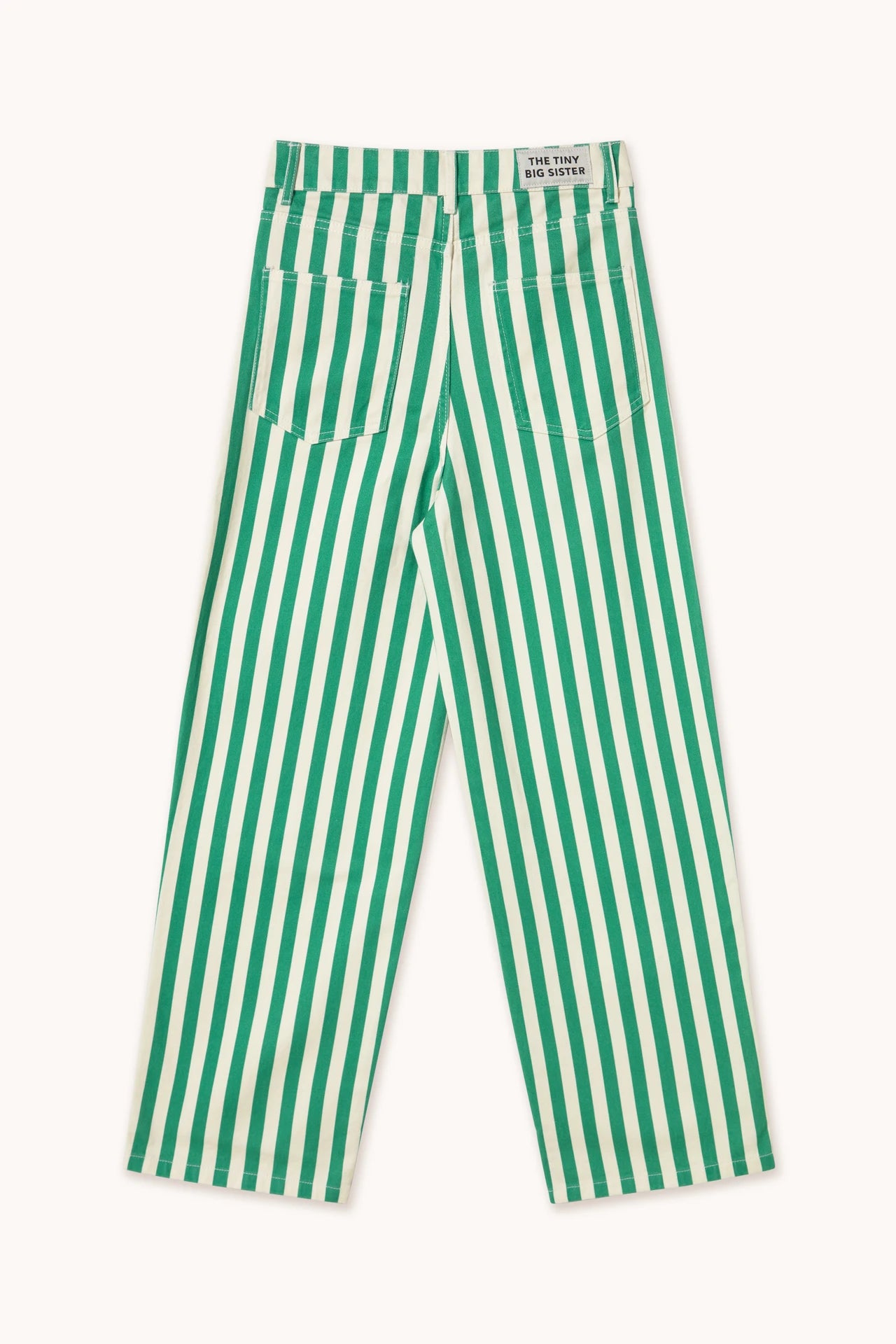 The Tiny Big Sister Striped Berta Long Denim Pants - Off-White/Emerald