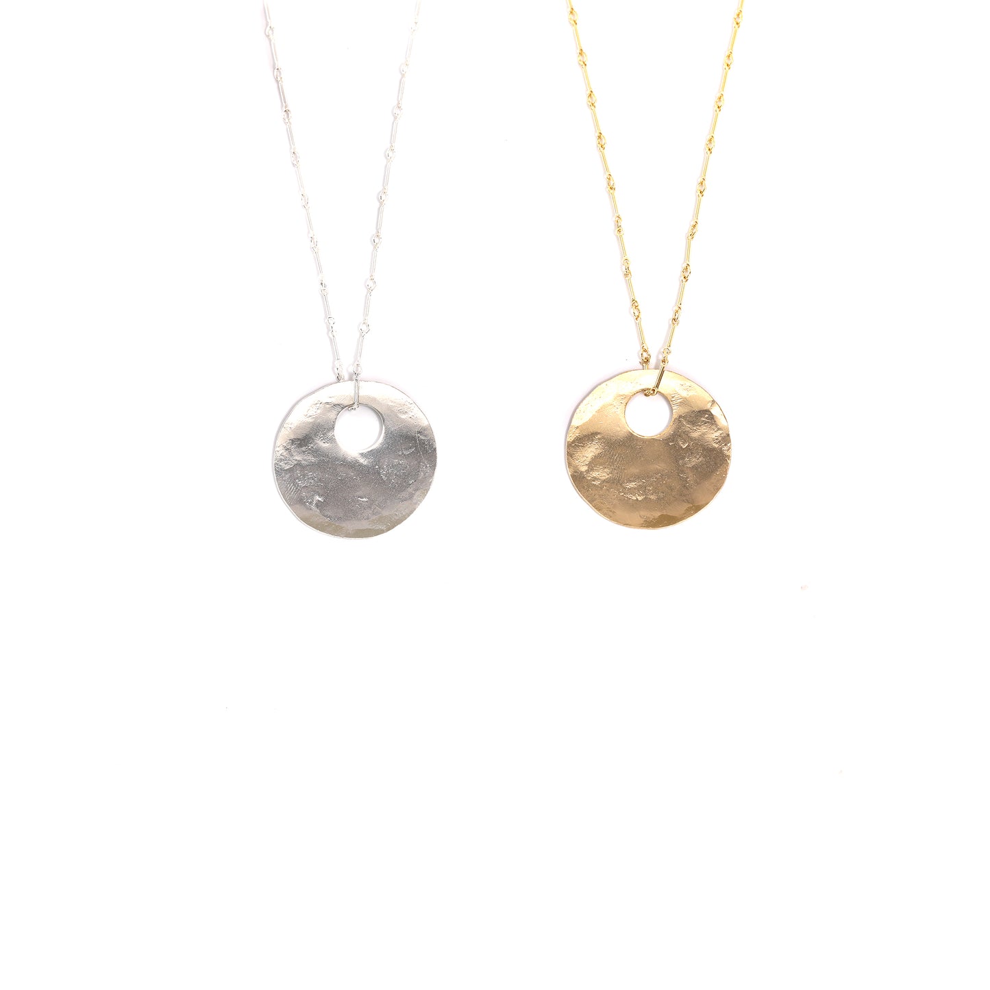 Gold and Silver Bullet Hole Necklaces