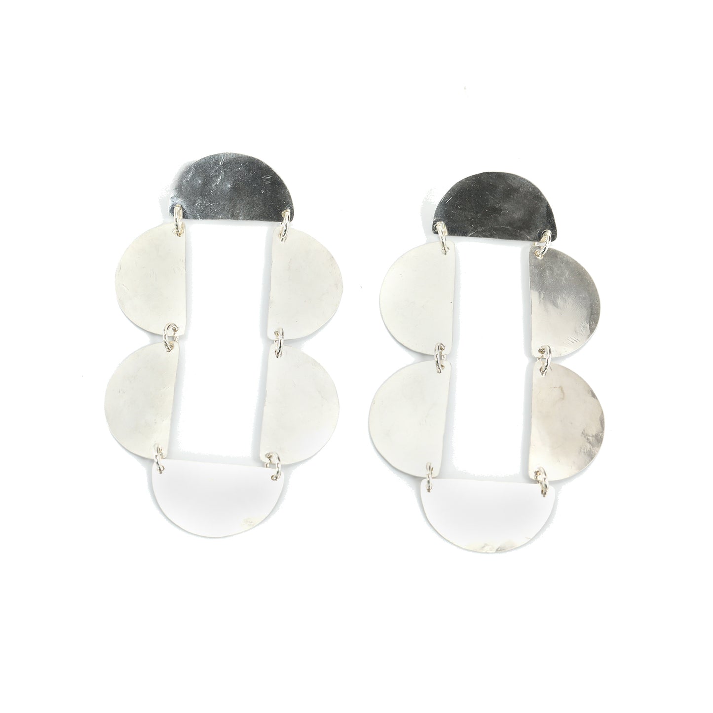 Dangling Silver Frame Earrings