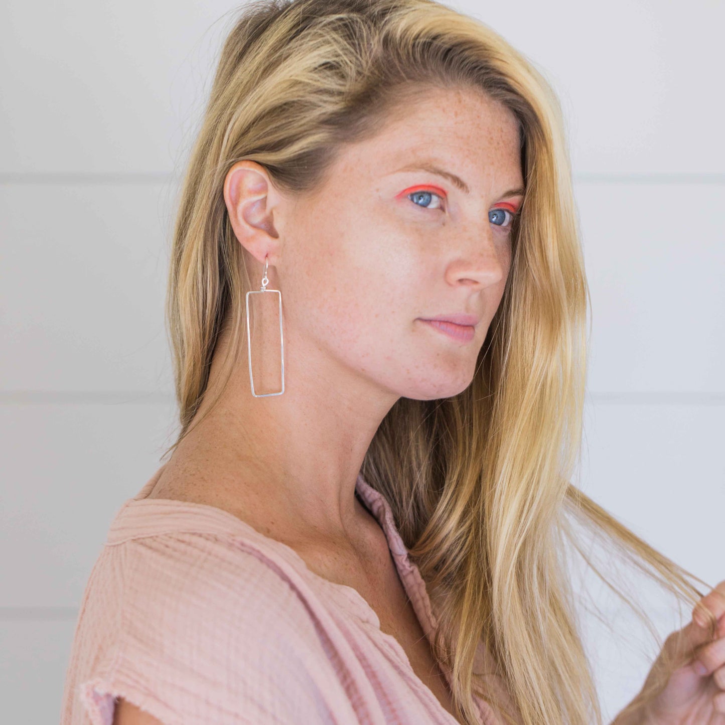 Silver Rectangle Earrings