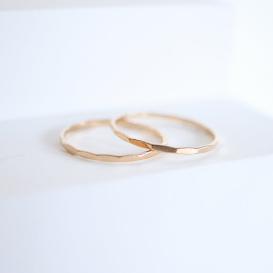 Thin Hammered Stackable Ring