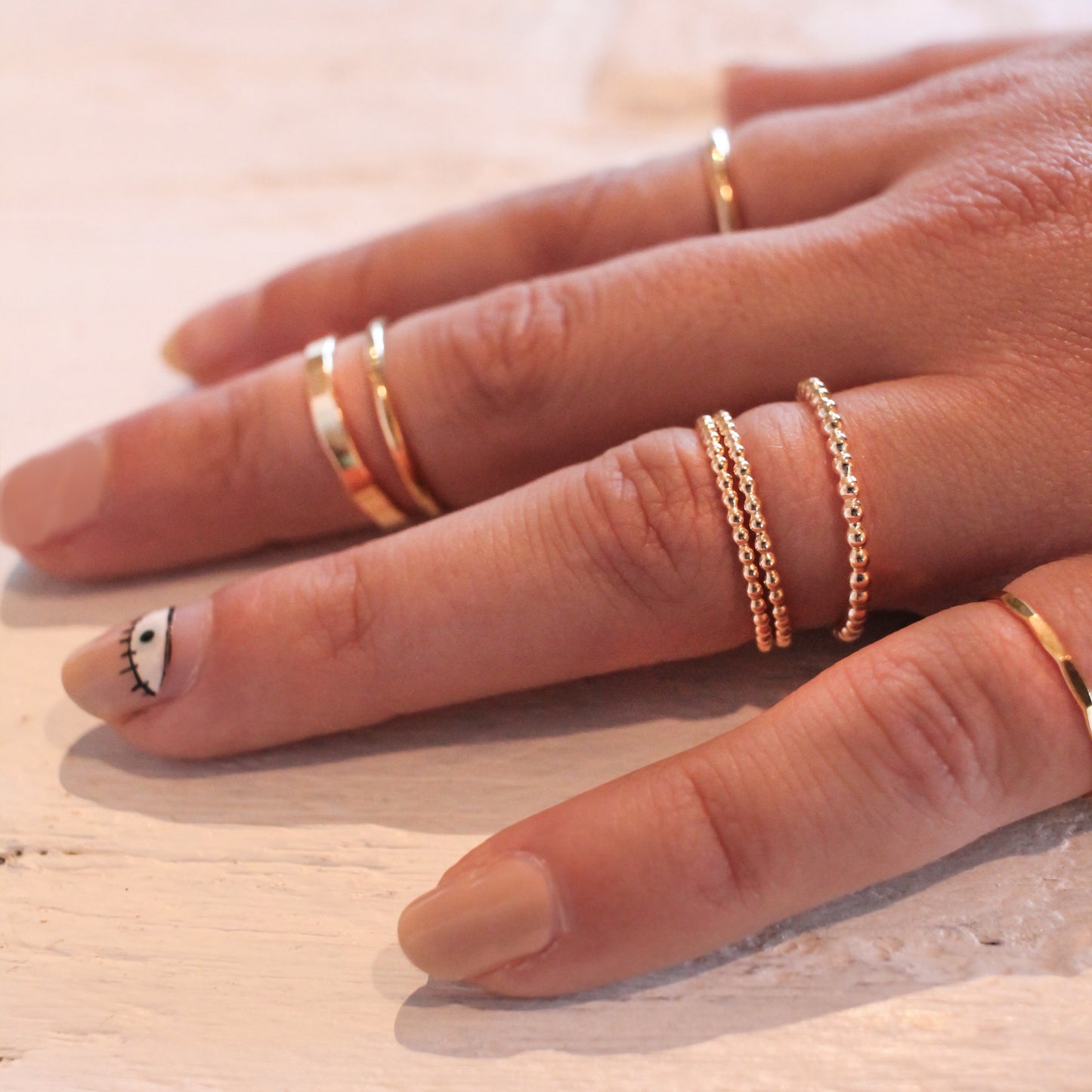 Thin Hammered Stackable Ring