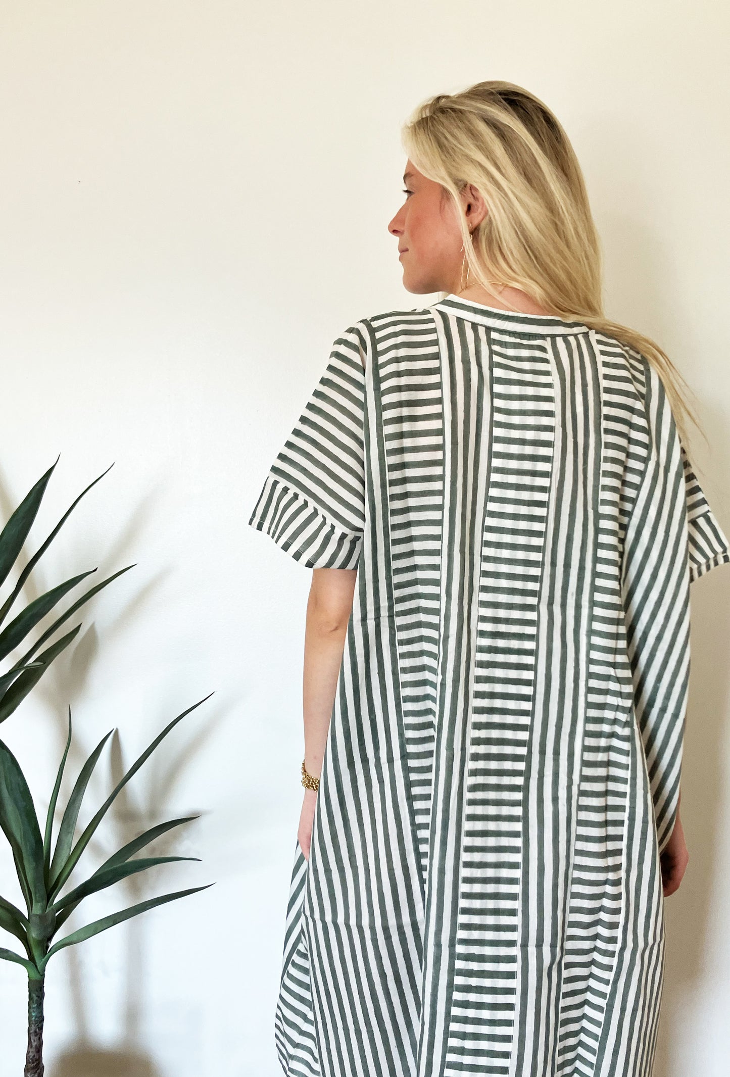 Emerson Fry Emerson Short Caftan- Moss Stripe