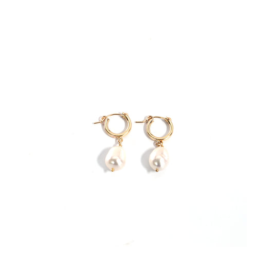 Pearl Drop Hoops