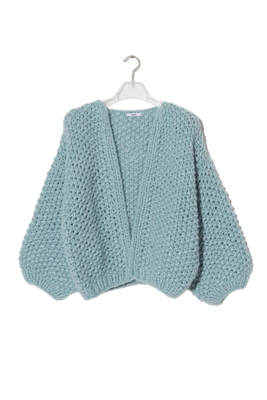 Maiami Chunky Alpaca Pearl Bomber Cardigan - Steel Green