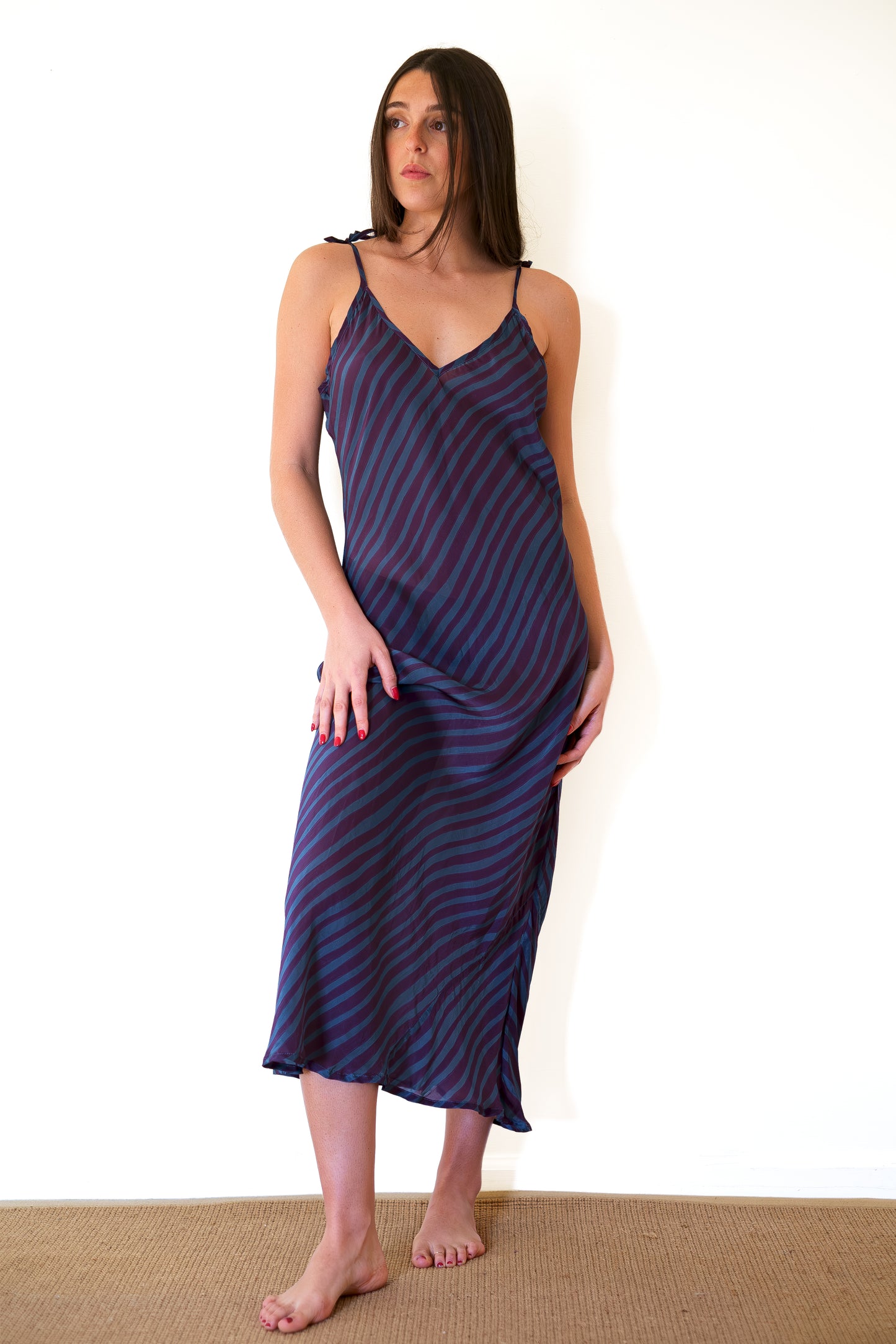 Natalie Martin Dakota Dress - Petite Stripe Petroleum