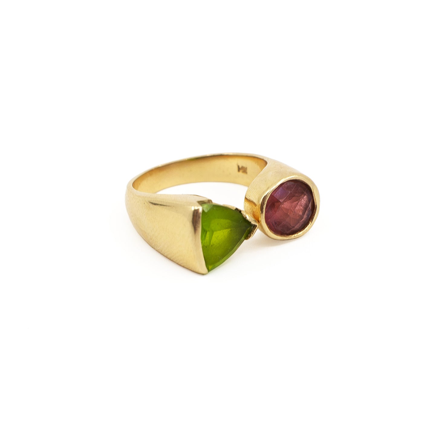 14K Yellow Gold Ring with Tourmaline Stones