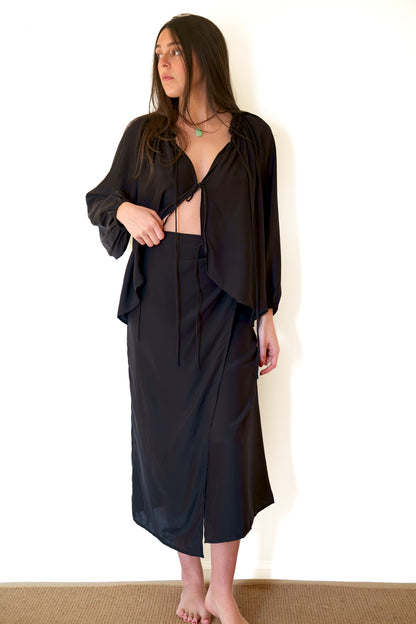 Natalie Martin May Wrap Skirt - Black