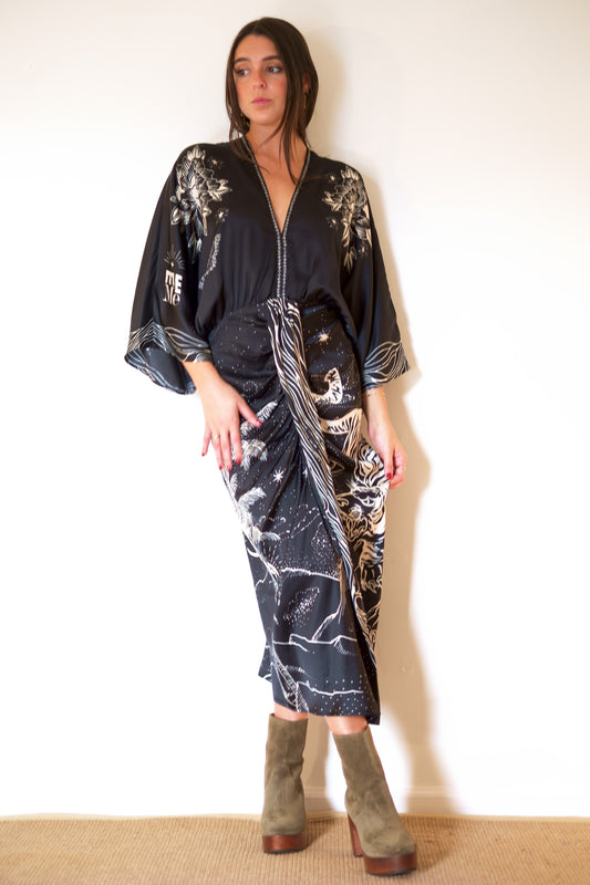 ME369 Sophia Kimono Dress - Black Magic