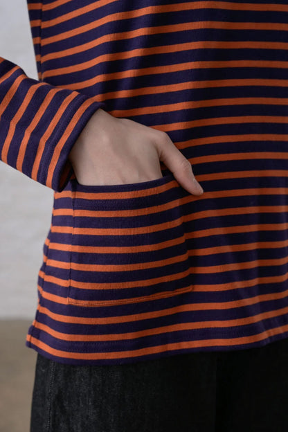 BIBICO - Classic Sailor Tee in Navy & Pumpkin Stripe