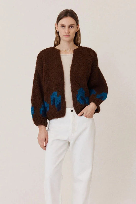 Maiami - Fleecy Alpaca Intarsia Bomber Cardigan