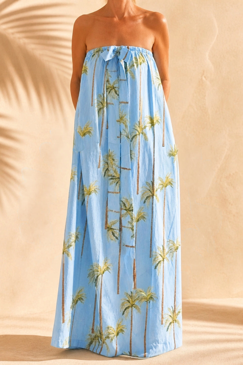 Cabana Club California - Sun On My Shoulders Strapless Dress in Light Blue