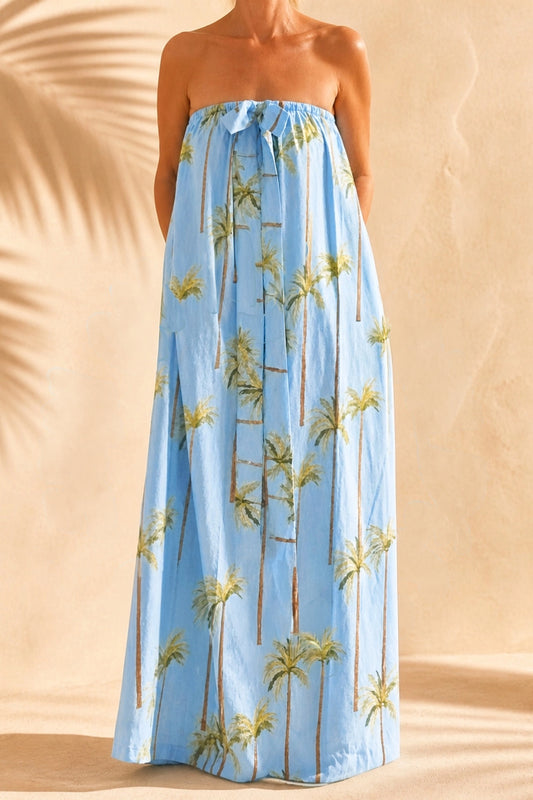 Cabana Club California - Sun On My Shoulders Strapless Dress in Light Blue