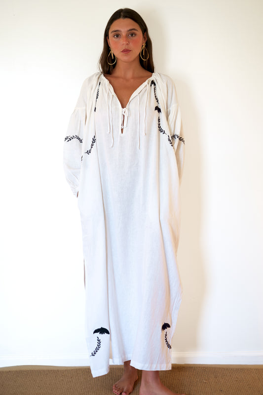 Emerson Fry Folk Maxi Dress - White Dove Embroidery