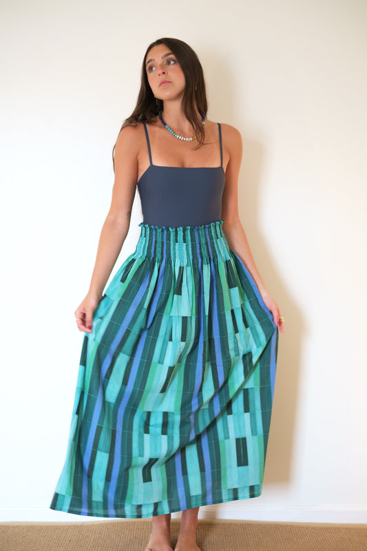 Natalie Martin Bella Skirt - Sea Glass Cotton Green