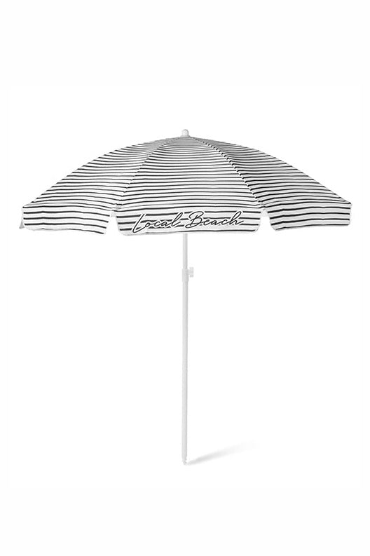 Local Beach - Brush Stripe Beach Umbrella in Black