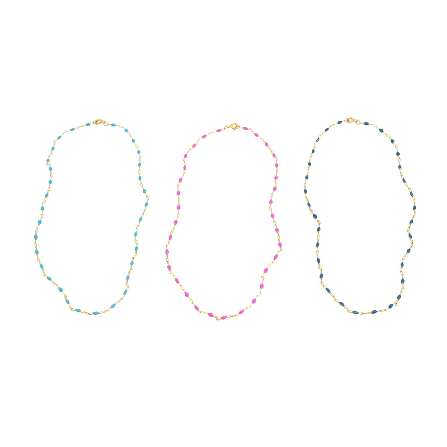 Enamel Beaded Necklace - Pink