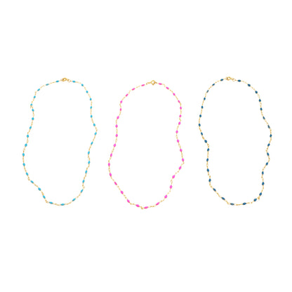 Enamel Beaded Necklace - Pink