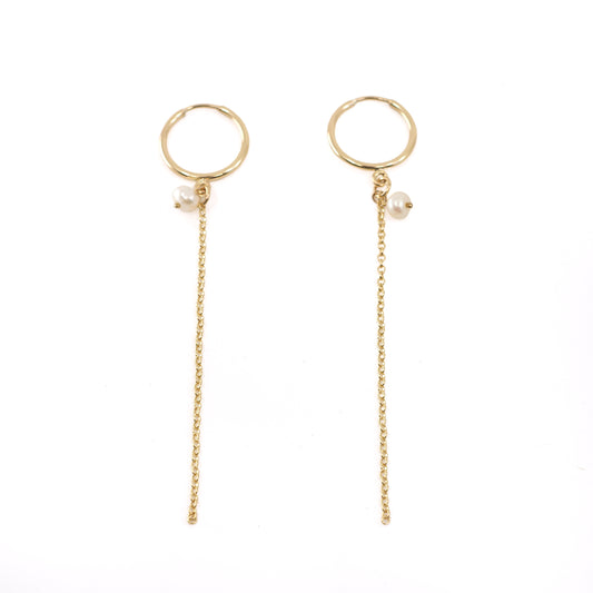 Hoops with Chain and Pearl