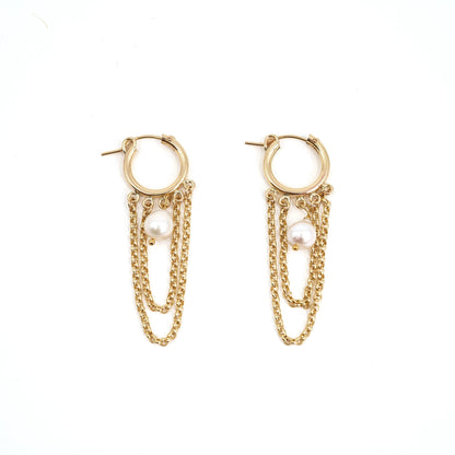 Swag Chain Pearl Hoops