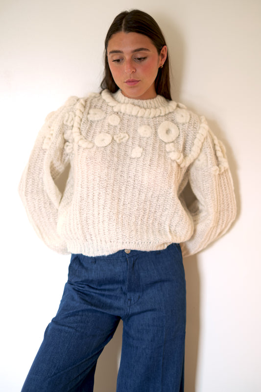 MIRTH Moritz Embroidered Pullover Sweater - Alabaster