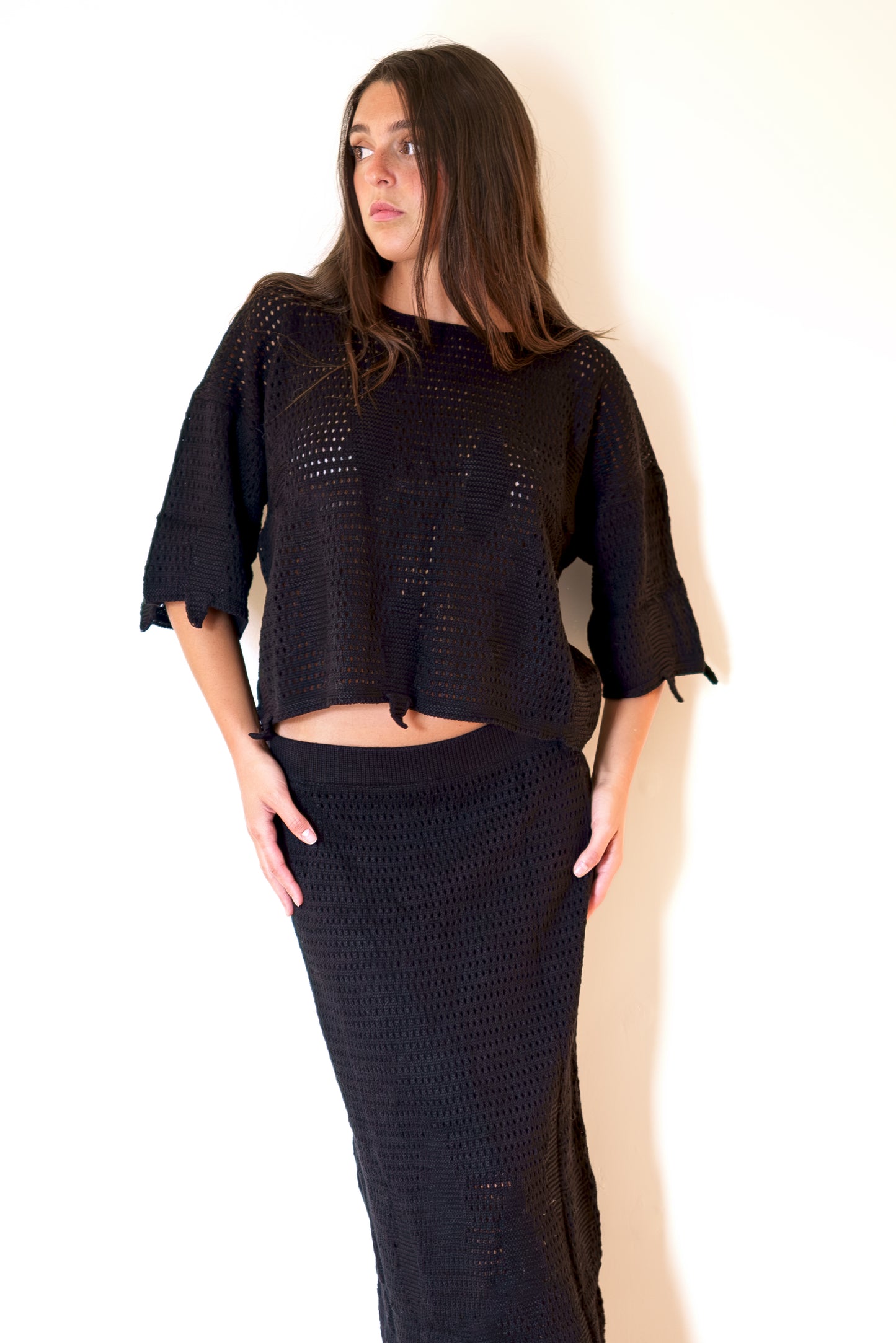 MIRTH Lokaro Pointelle Skirt - Black