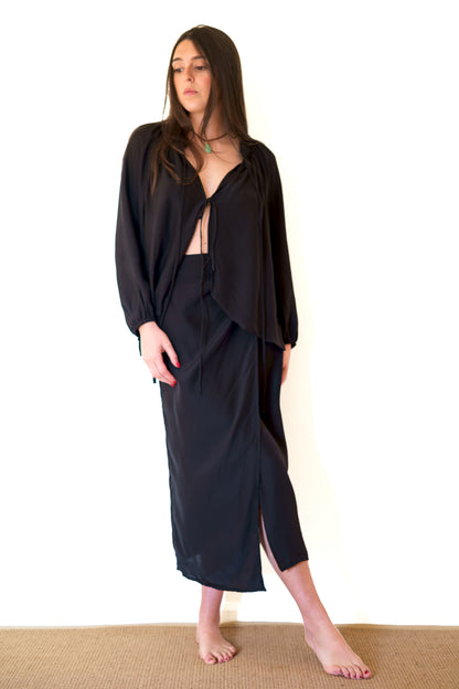 Natalie Martin May Wrap Skirt - Black