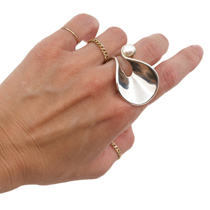 BORA Sterling Silver Ring with White Pearl
