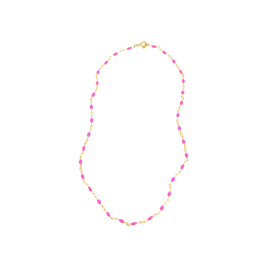 Enamel Beaded Necklace - Pink