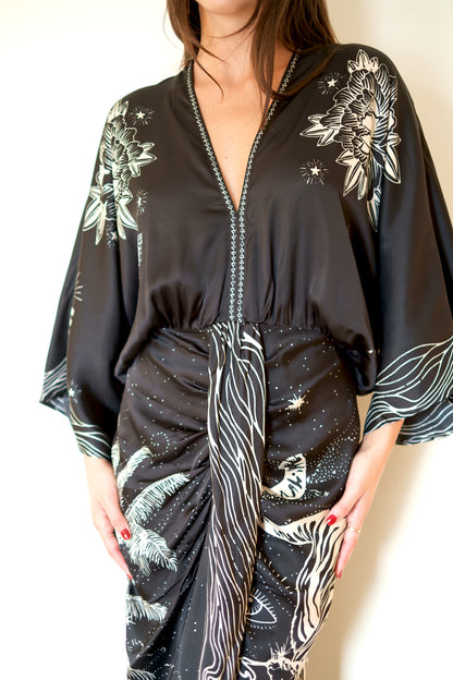 ME369 Sophia Kimono Dress - Black Magic