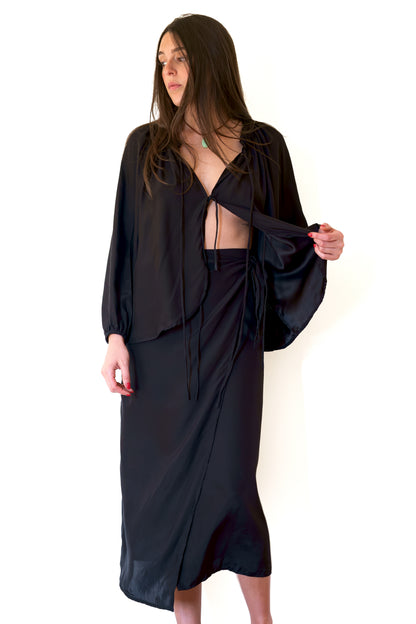 Natalie Martin May Wrap Skirt - Black
