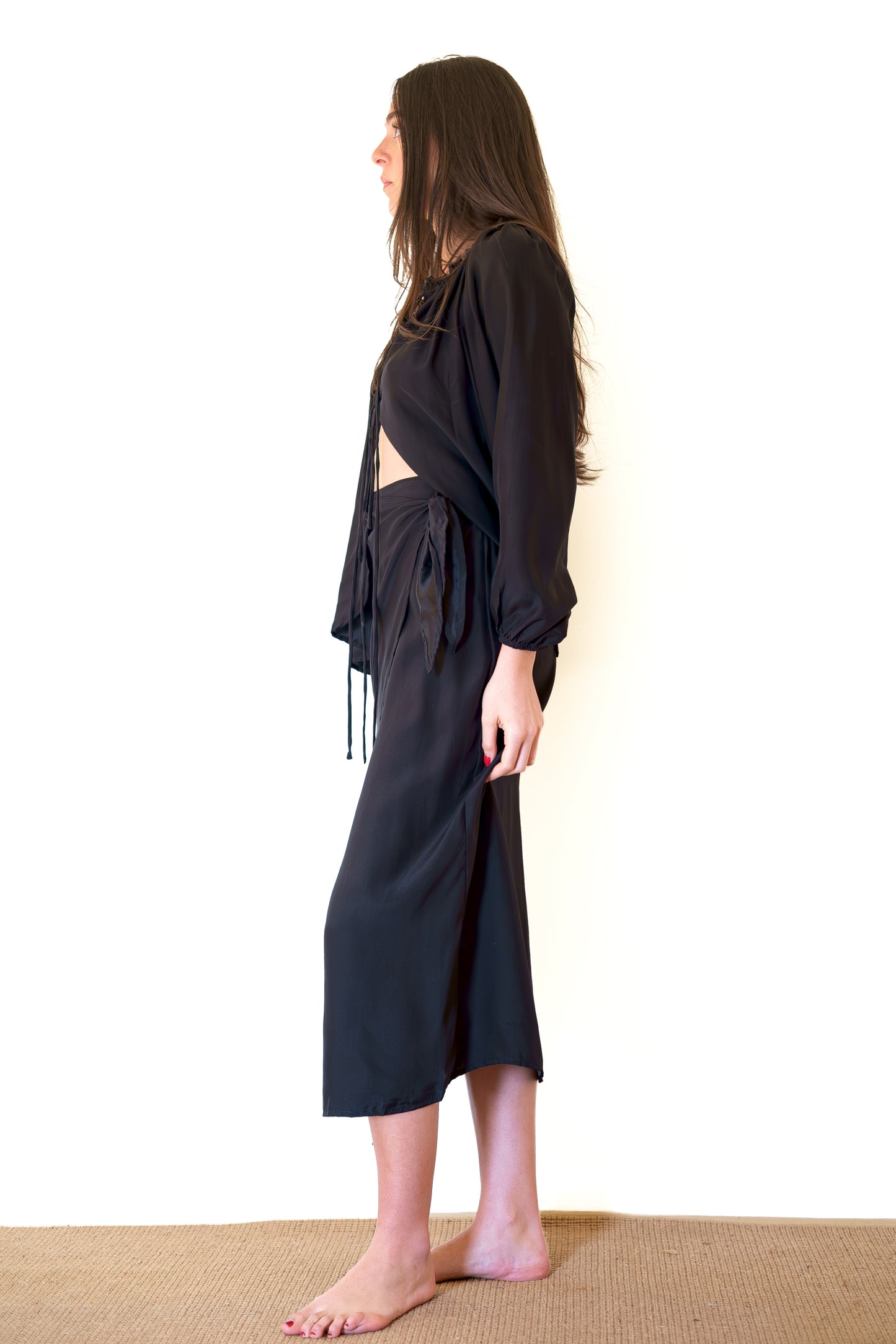 Natalie Martin May Wrap Skirt - Black