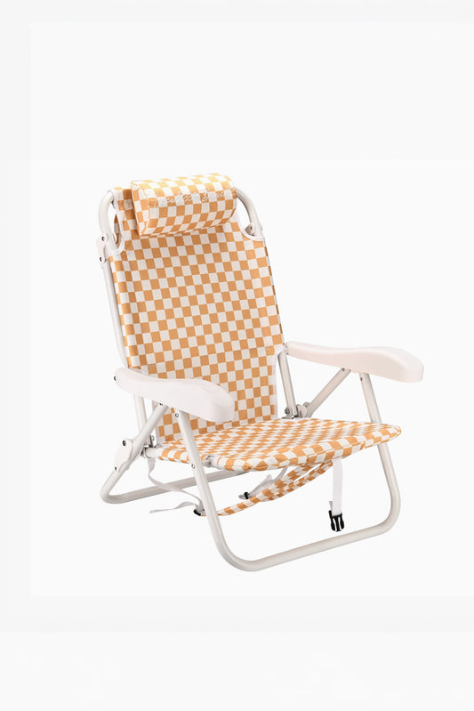 Local Beach - Checker Backpack Chair in Golden