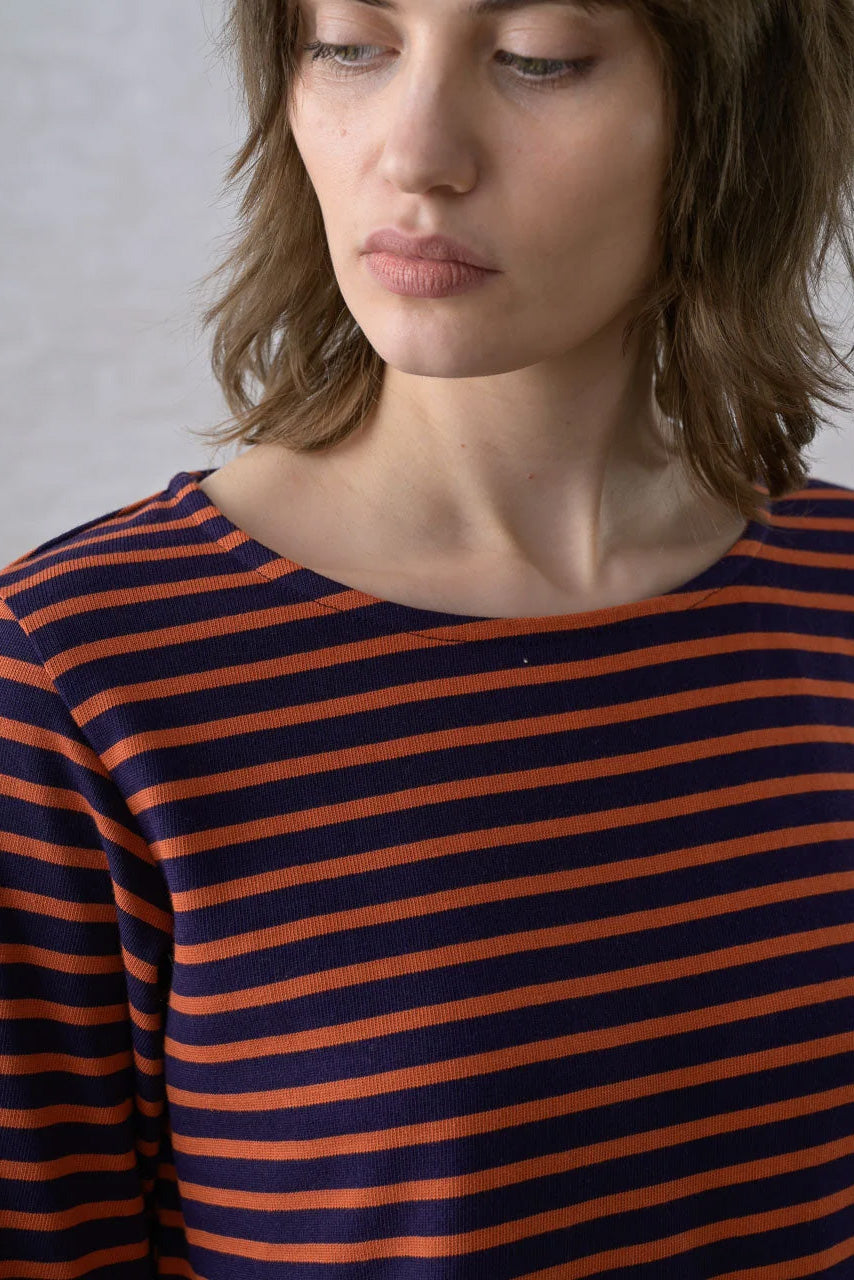 BIBICO - Classic Sailor Tee in Navy & Pumpkin Stripe