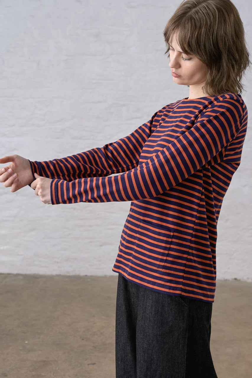 BIBICO - Classic Sailor Tee in Navy & Pumpkin Stripe